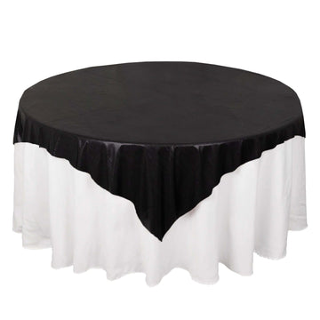 Polyester 72"x72" Table Overlay Square Tablecloth Black - Sequin Dots Wrinkle-Free Table Cover