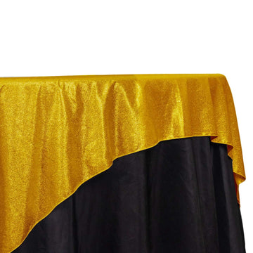 Polyester 72"x72" Table Overlay Square Tablecloth Gold - Glitter Sparkle Design for Classy Celebrations