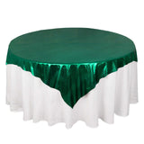 Hunter Emerald Green Shimmer Sequin Dots Square Polyester Table Overlay, Wrinkle