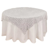 White Fringe Shag Square Polyester Table Overlay