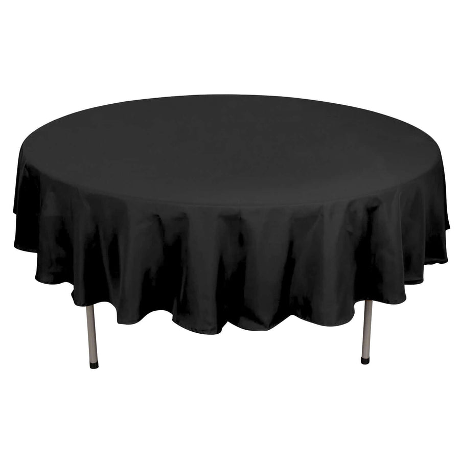 90" Black Polyester Round Tablecloth