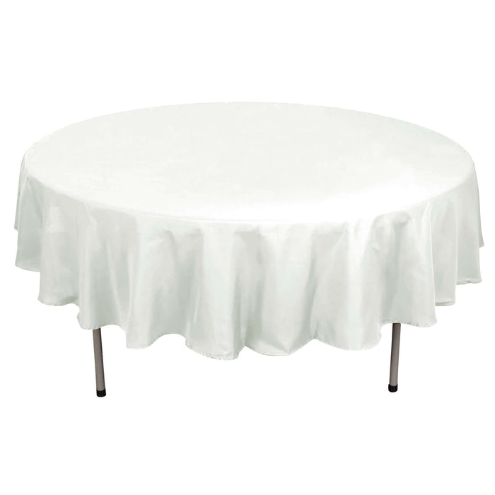 90" Ivory Polyester Round Tablecloth