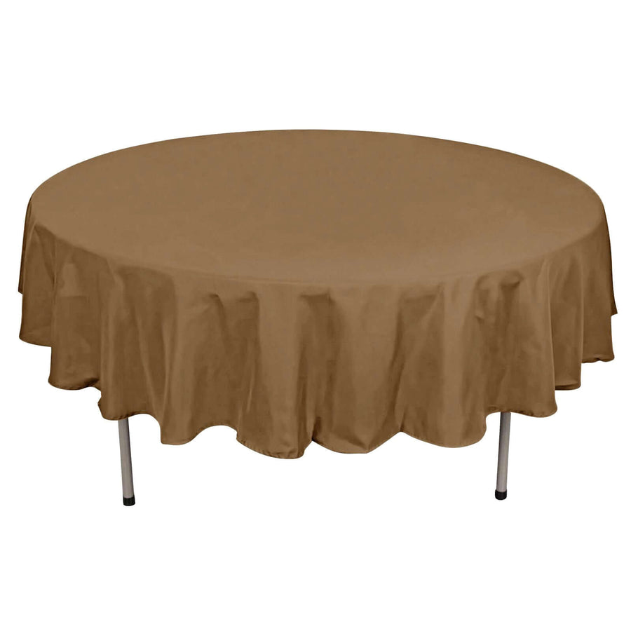 90" Taupe Polyester Round Tablecloth