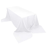 90"x156" White Polyester Rectangular Tablecloth