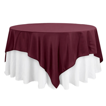 Polyester 90"x90" Table Overlay Square Tablecloth Burgundy - Wrinkle-Resistant & Durable Table Cover