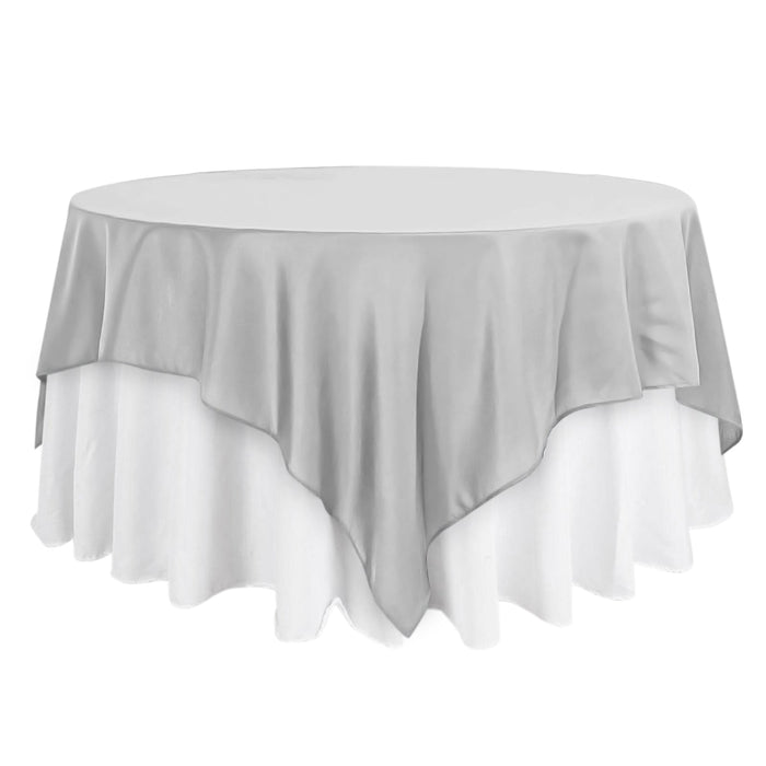 90"x90" Silver Square Polyester Table Overlay