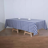 60"x126" White Navy Blue Buffalo Plaid Rectangle Tablecloth, Checkered Polyester Tablecloth