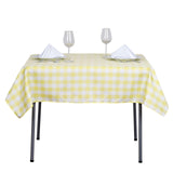 Buffalo Plaid Tablecloth | 54"x54" Square | White/Yellow | Checkered Gingham Polyester Tablecloth