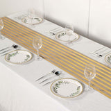 12x108Inch Gold Striped Burlap Table Runner, Wrinkle Resistant Linen Table Runner