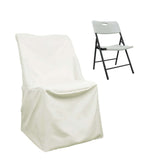 Ivory Polyester Lifetime Folding Chair Covers, Durable Reusable Slip On Chair Covers