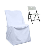 White Polyester Lifetime Folding Chair Covers, Durable Reusable Slip On Chair Covers