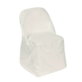 Ivory Polyester Folding Round Chair Cover, Reusable Stain Resistant Chair Cover