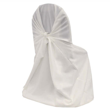 Polyester Chair Cover Self-Tie Universal Design White - Durable Slip-On Cover for Folding, Dining, Banquet & Standard Chairs