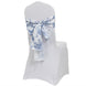 Polyester Chair Sashes White/Blue French Toile Floral Design - Wrinkle-Resistant & Durable Chair Bows for Exquisite Weddings & Banquets 6"x108"