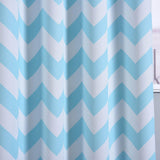 White/Baby Blue Chevron Print Blackout Window Curtain Grommet Panel Noise Cancelling Curtain