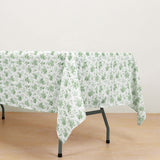 Dusty Sage Green Polyester Rectangular Tablecloth in French Toile Pattern