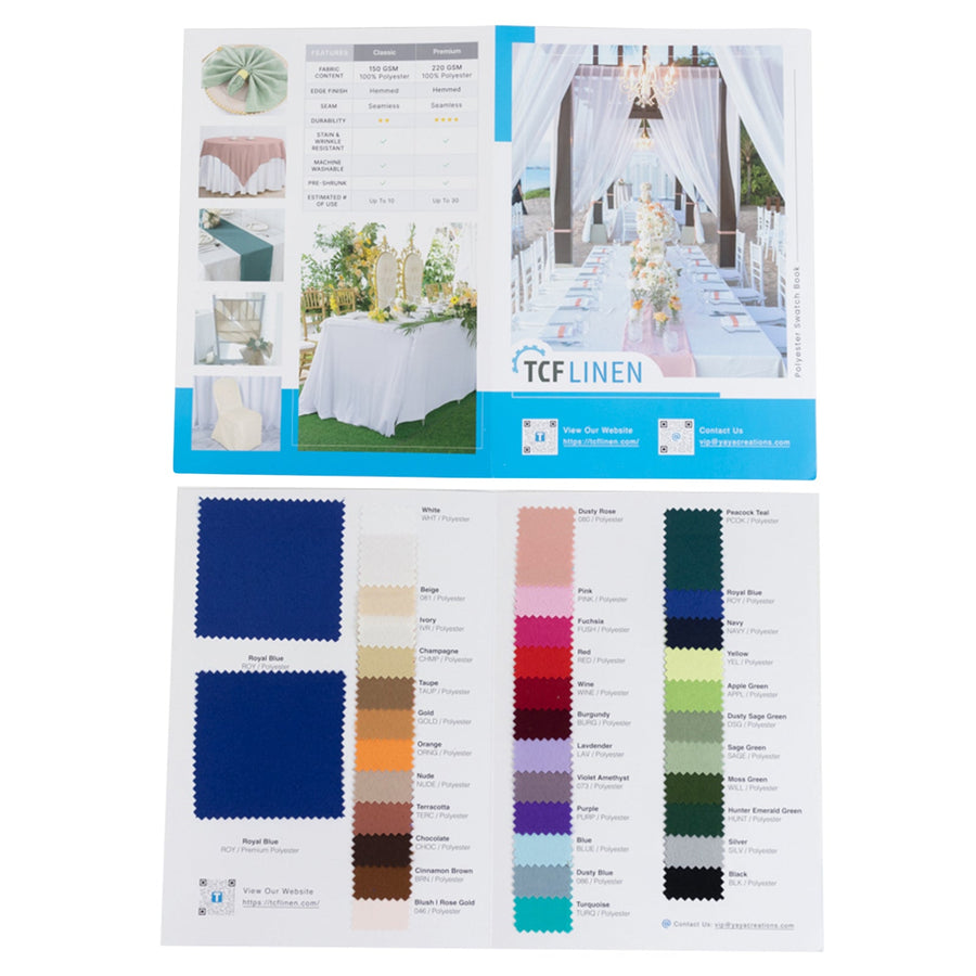 Polyester Fabric Sample Book - 35 Colors, High-Quality Swatches for Upholstery, Sewing and Craft