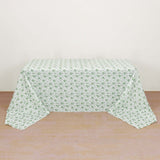 Dusty Sage Green Polyester Rectangular Tablecloth in French Toile Pattern