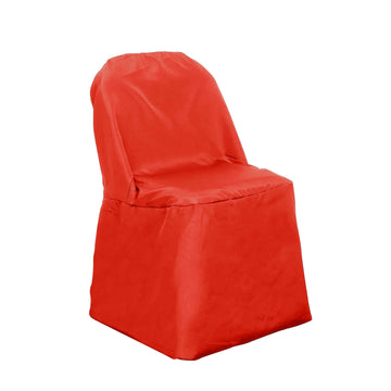 Polyester Slip On Folding Chair Covers Red - Stain-Resistant Reusable Durable Fabric