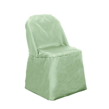 Polyester Slip On Folding Chair Covers Sage Green - Stain-Resistant Reusable Durable Fabric