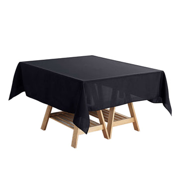 Polyester Square 54"x54" Tablecloth Black - Wrinkle-Resistant & Durable Table Cover for Events