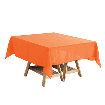 Polyester Square 54"x54" Tablecloth Orange - Wrinkle-Resistant & Durable Table Cover