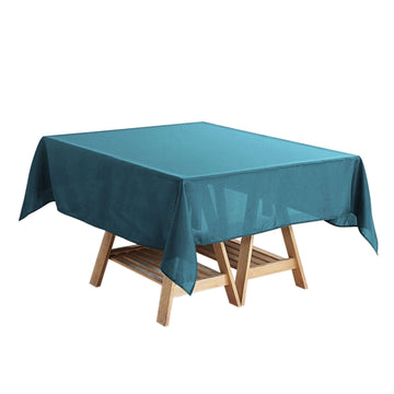 Polyester Square 54"x54" Tablecloth Peacock Teal - Wrinkle-Resistant & Durable Table Cover