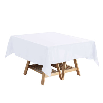 Polyester Square 54"x54" Tablecloth White - Wrinkle-Resistant & Durable Table Cover for Events