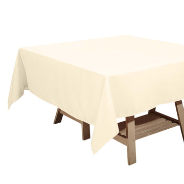 Polyester Square 70"x70" Tablecloth Beige - Wrinkle-Resistant & Durable Table Cover