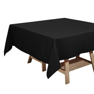 Polyester Square 70"x70" Tablecloth Black - Wrinkle-Resistant & Durable Table Cover for Events