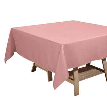 Polyester Square 70"x70" Tablecloth Dusty Rose - Wrinkle-Resistant & Durable Table Cover