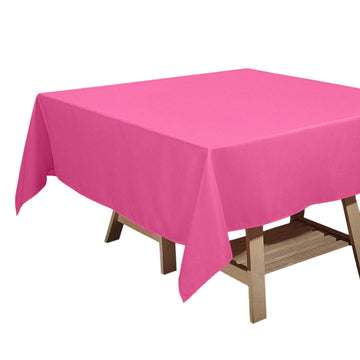 Polyester Square 70"x70" Tablecloth Fuchsia - Wrinkle-Resistant & Durable Table Cover