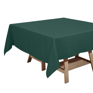 Polyester Square 70"x70" Tablecloth Hunter Emerald Green - Wrinkle-Resistant & Durable Table Cover