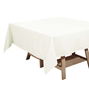 Polyester Square 70"x70" Tablecloth Ivory - Wrinkle-Resistant & Durable Table Cover