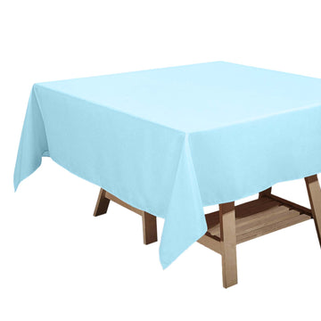 Polyester Square 70"x70" Tablecloth Light Blue - Wrinkle-Resistant & Durable Table Cover