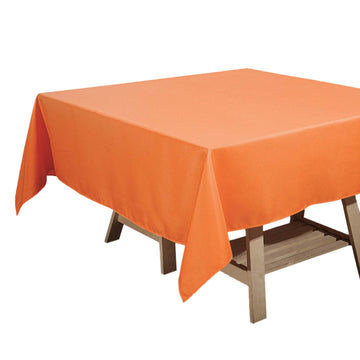 Polyester Square 70"x70" Tablecloth Orange - Wrinkle-Resistant & Durable Table Cover