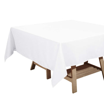 Polyester Square 70"x70" Tablecloth White - Wrinkle-Resistant & Durable Table Cover for Events