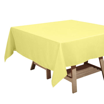 Polyester Square 70"x70" Tablecloth Yellow - Wrinkle-Resistant & Durable Table Cover