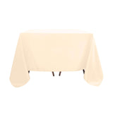 Beige Polyester Square Tablecloth 90x90 Inch