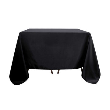 Polyester Square 90"x90" Tablecloth Black - Wrinkle-Resistant & Durable Table Cover for Events