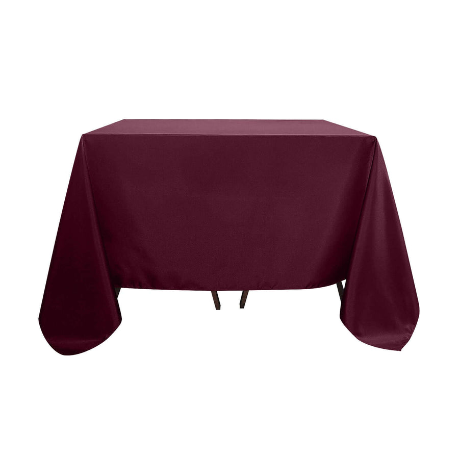 Burgundy Polyester Square Tablecloth 90x90 Inch