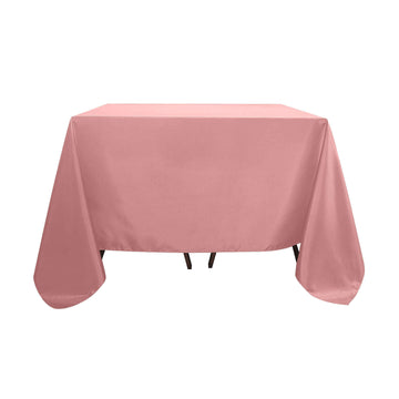 Polyester Square 90"x90" Tablecloth Dusty Rose - Wrinkle-Resistant & Durable Table Cover