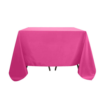 Polyester Square 90"x90" Tablecloth Fuchsia - Wrinkle-Resistant & Durable Table Cover