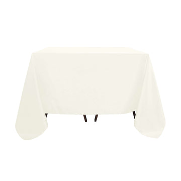 Polyester Square 90"x90" Tablecloth Ivory - Wrinkle-Resistant & Durable Table Cover