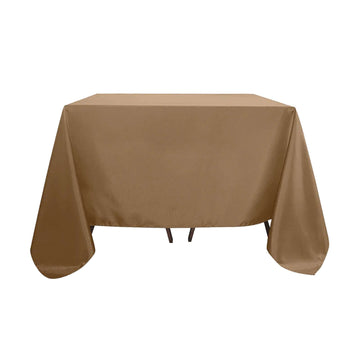 Polyester Square 90"x90" Tablecloth Taupe - Wrinkle-Resistant & Durable Table Cover