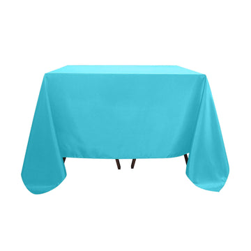 Polyester Square 90"x90" Tablecloth Turquoise - Wrinkle-Resistant & Durable Table Cover