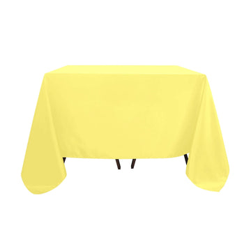 Polyester Square 90"x90" Tablecloth Yellow - Wrinkle-Resistant & Durable Table Cover