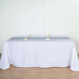 9ft Dusty Blue With Gold Foil Geometric Pattern Table Runner