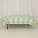 60"x102" White Sage Green Buffalo Plaid Rectangle Tablecloth, Checkered Polyester Linen Tablecloth