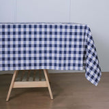 60"x126" White Navy Blue Buffalo Plaid Rectangle Tablecloth, Checkered Polyester Tablecloth